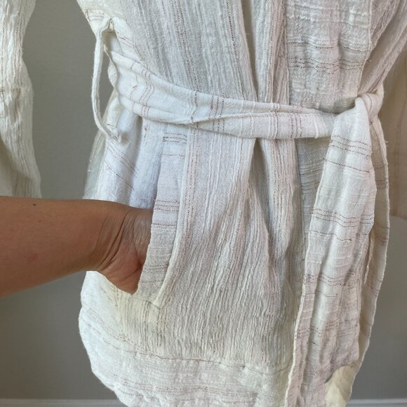 HEI HEI ANTHROPOLOGIE Womens XS Kimono Jacket Metallic Striped Lagenlook - Picture 5 of 13